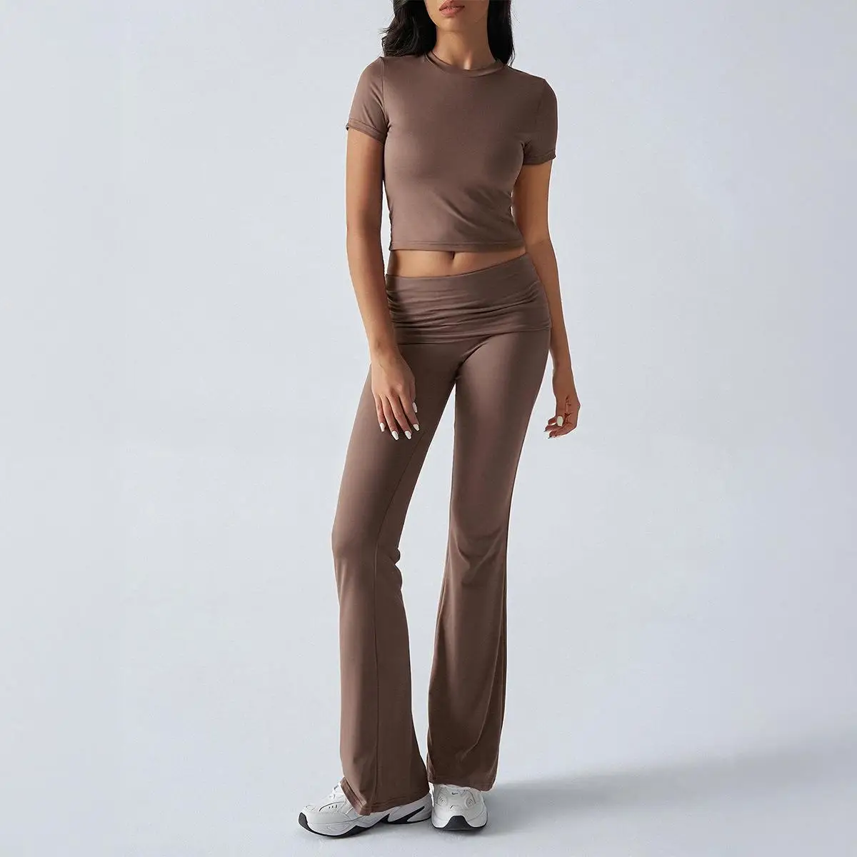 Color puro ort Sve pantalones largos ajustados conjunto de primavera y verano para mujer pantalones casuales para ir al trabajo Sle cintura media-baja Material de PVC