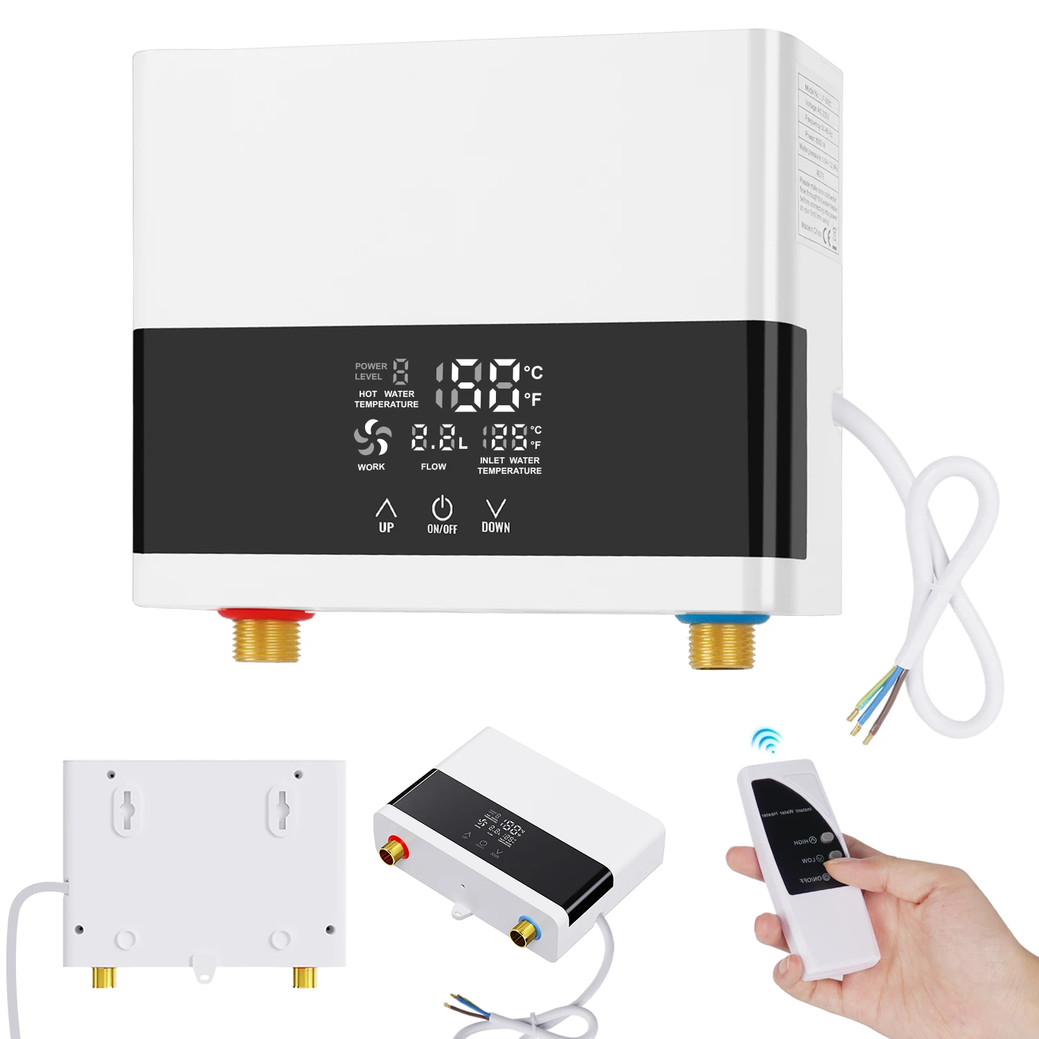 Calentador de agua instantáneo de 220V, calentadores eléctricos montados en la pared de 6000W para baño, ducha de agua caliente y calefacción de cocina casera