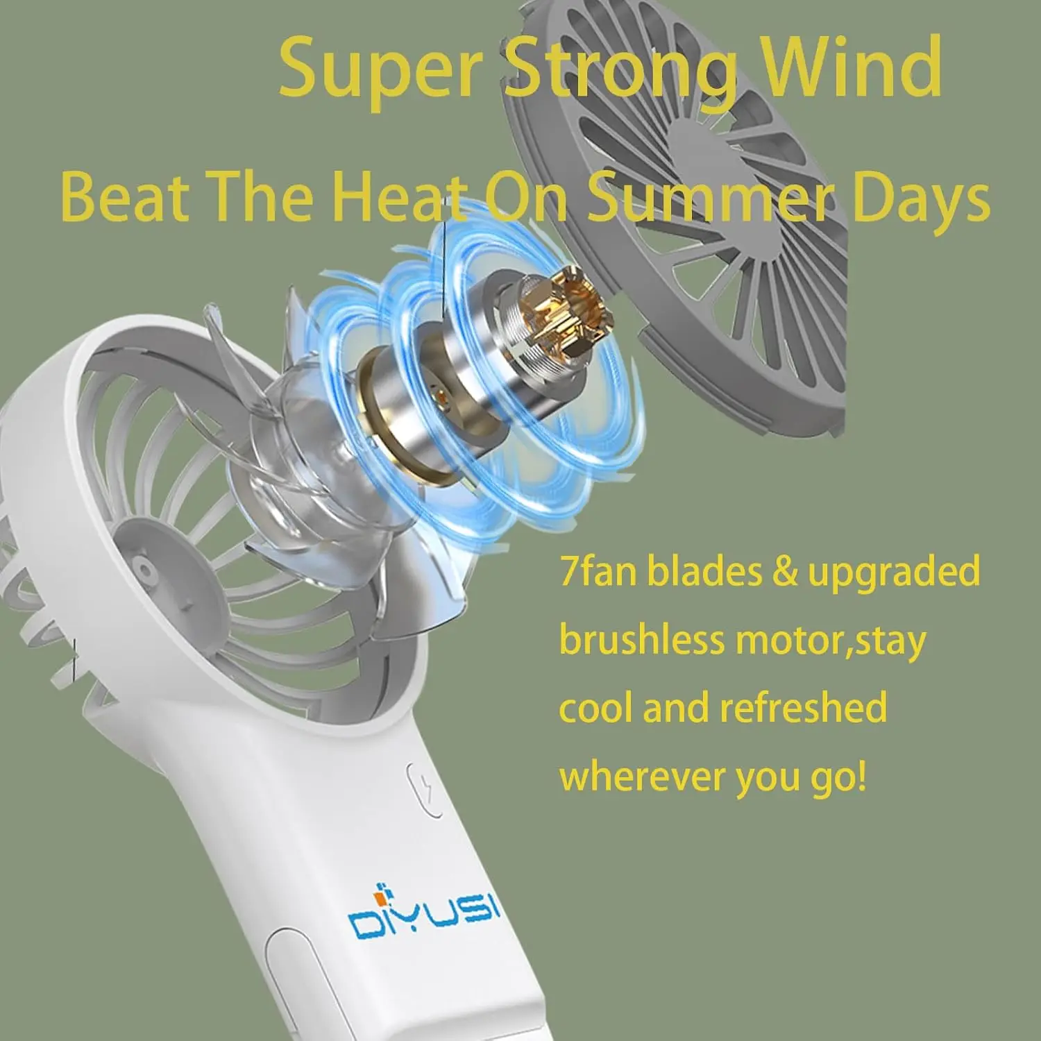 Портативный вентилятор, мини-ручной вентилятор, небольшой складной вентилятор с аккумулятором USB емкостью 2000 мАч, вентилятор для ресниц для девочек, путешествия для Wo