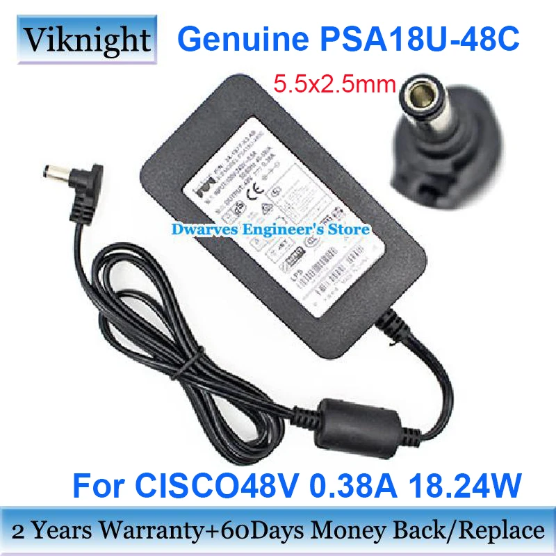 

Genuine PSA18U-48C Power Adapter 48V 0.38A 34-1977-03 For CISCO Power Supply 34-1977-03 A0 PHI1110IC2M 5.5x2.5mm