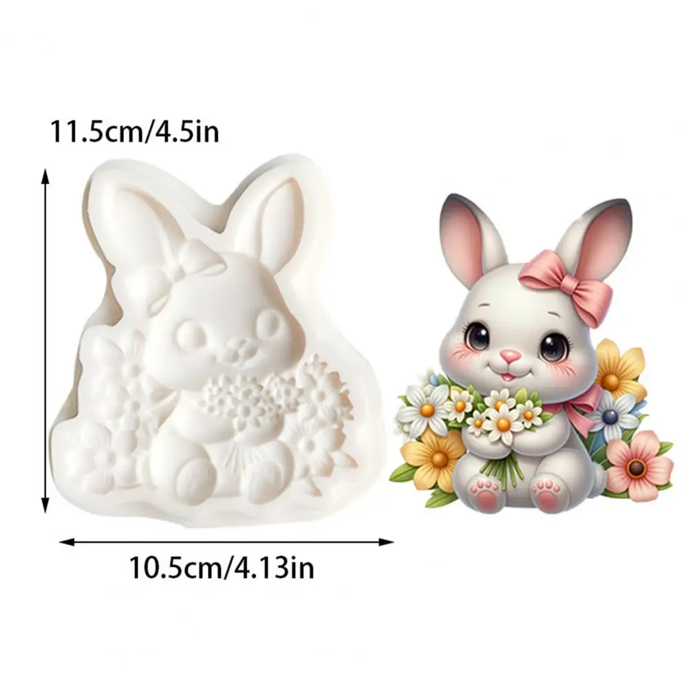 Rabbit Silicone Mold Easter Bunny Floral Pattern Chocolate Candy Making Mold Flexible Easy Demoulding Cake Decoration Mold 90%