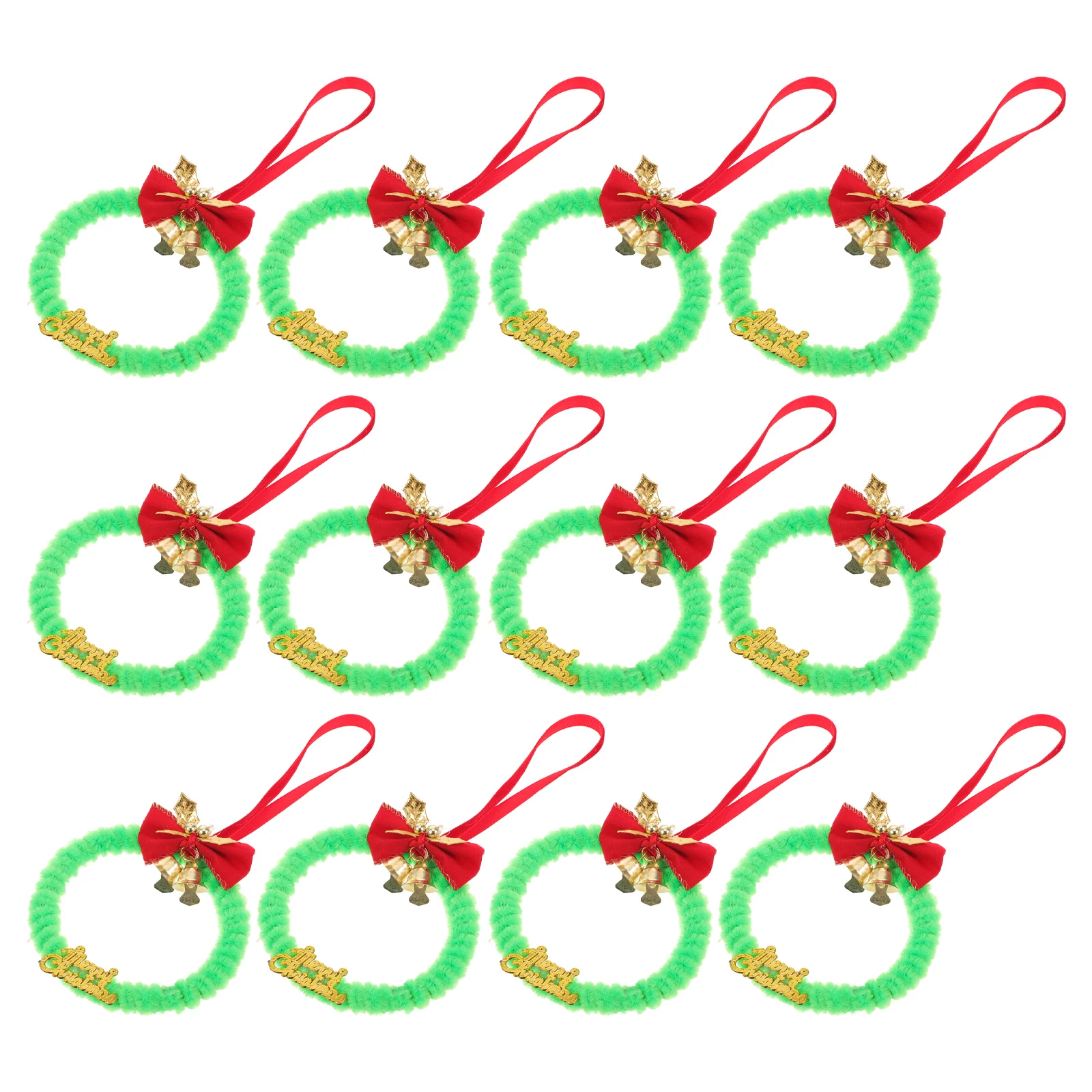 

12Pcs Christmas Wreaths Mini Artificial Hanging Greenery Tree Wall Ornaments Front Door Cabinets Holiday Season Decoration