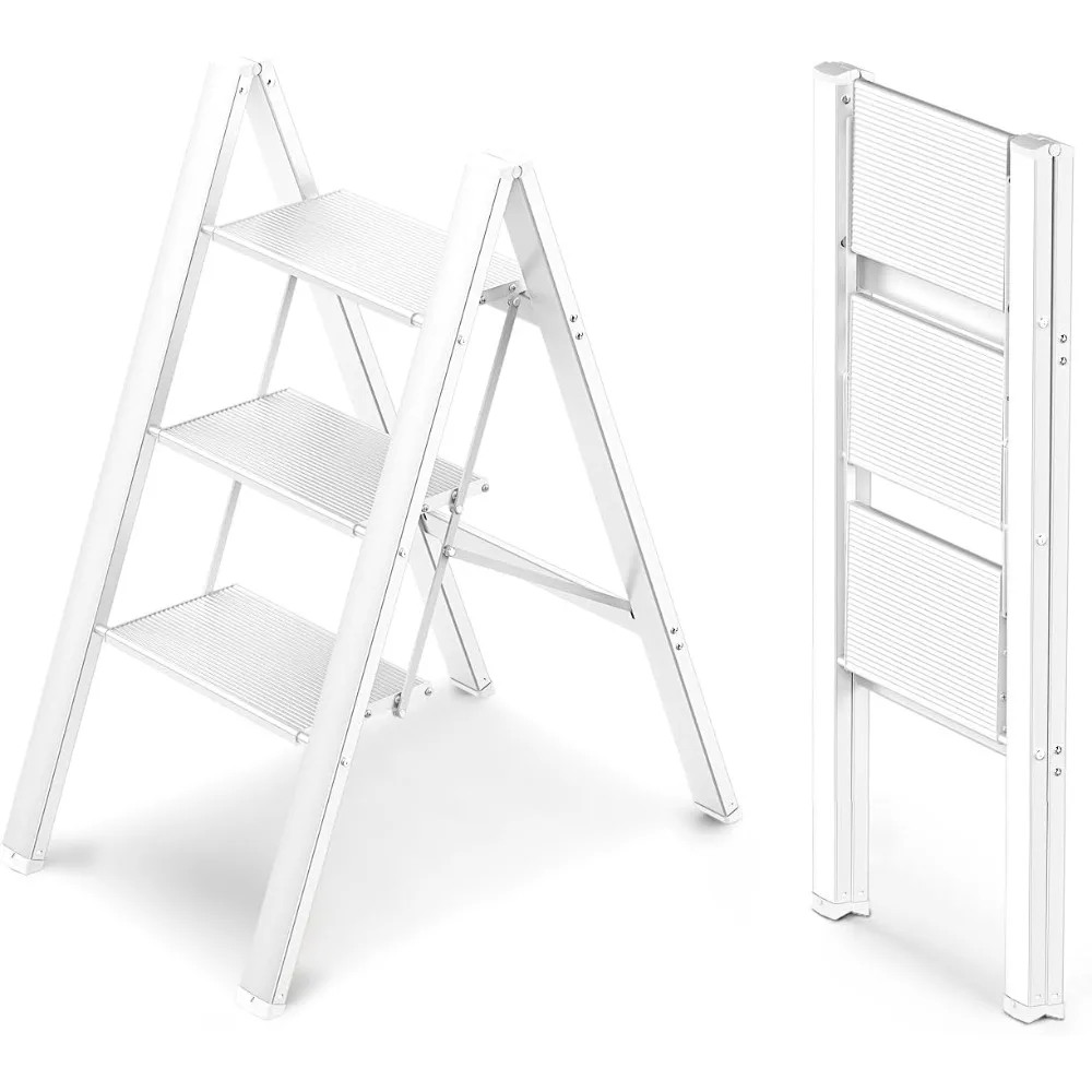 3-traps ladder, opvouwbare opstapkruk, aluminium lichtgewicht ladder voor thuiskeukenkast, antislippedalen, eenvoudig opvouwbaar