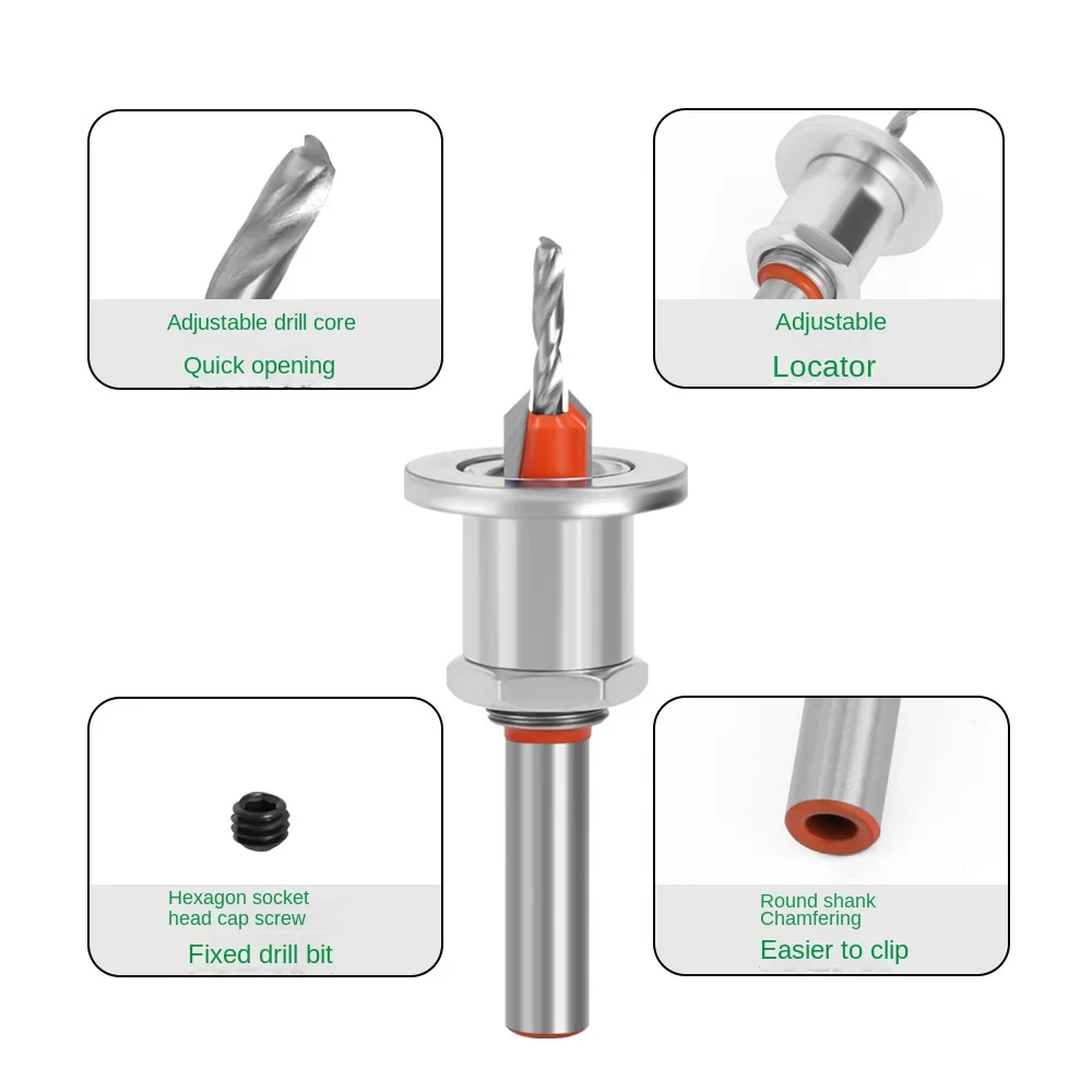 Broca avellanadora HSS de vástago de 8mm, juego de brocas de enrutador para carpintería, cortador de fresado, Extractor de tornillos, demolición de