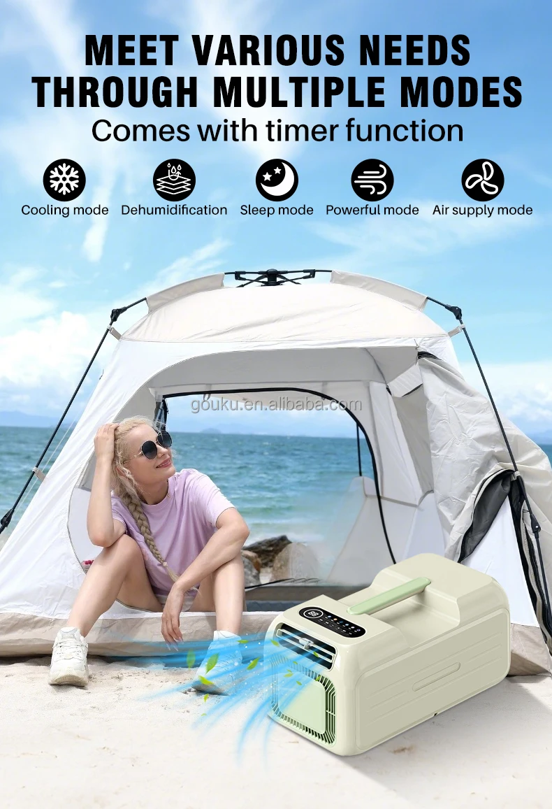 220V แบบพกพาสีขาว Vented เครื่องปรับอากาศแบบพกพา EU มาตรฐาน Air Cooler รถ Camping เครื่องปรับอากาศเงียบ 110V สําหรับ Home