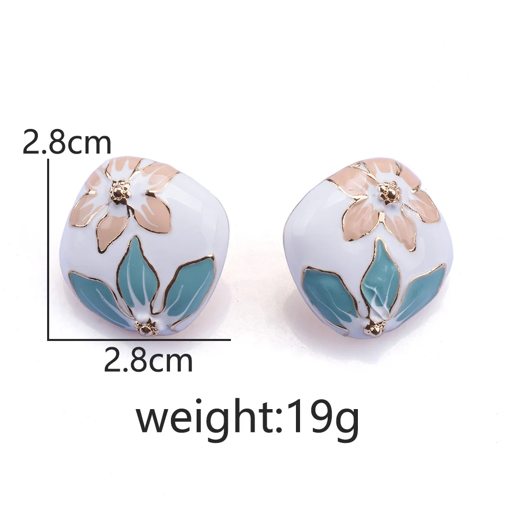 2026 New Fashion Enamel Irregular Square Earrings Women Trend Geometric Statement Flowers Pattern Drip Oil Earrings lady Jewelry