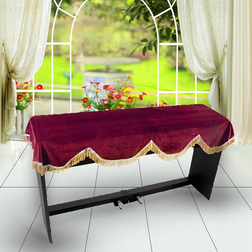 Protective Burgundy Color Keyboard Dust Cover Velvet Piano Keyboard Case Decorated Keyboard Protector 88 Keys Piano