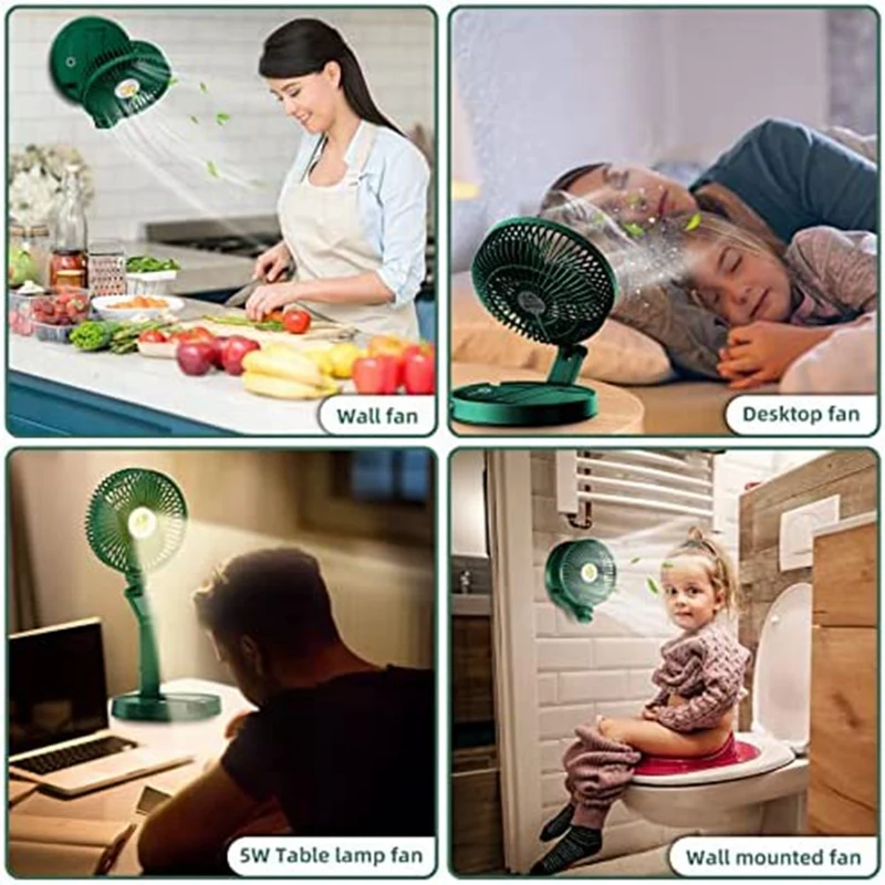 Ventilatori da tavolo a batteria ricaricabili da 1 pz 3 velocità e 3 ventole da parete pieghevoli a ricarica rapida per camera da letto, ufficio