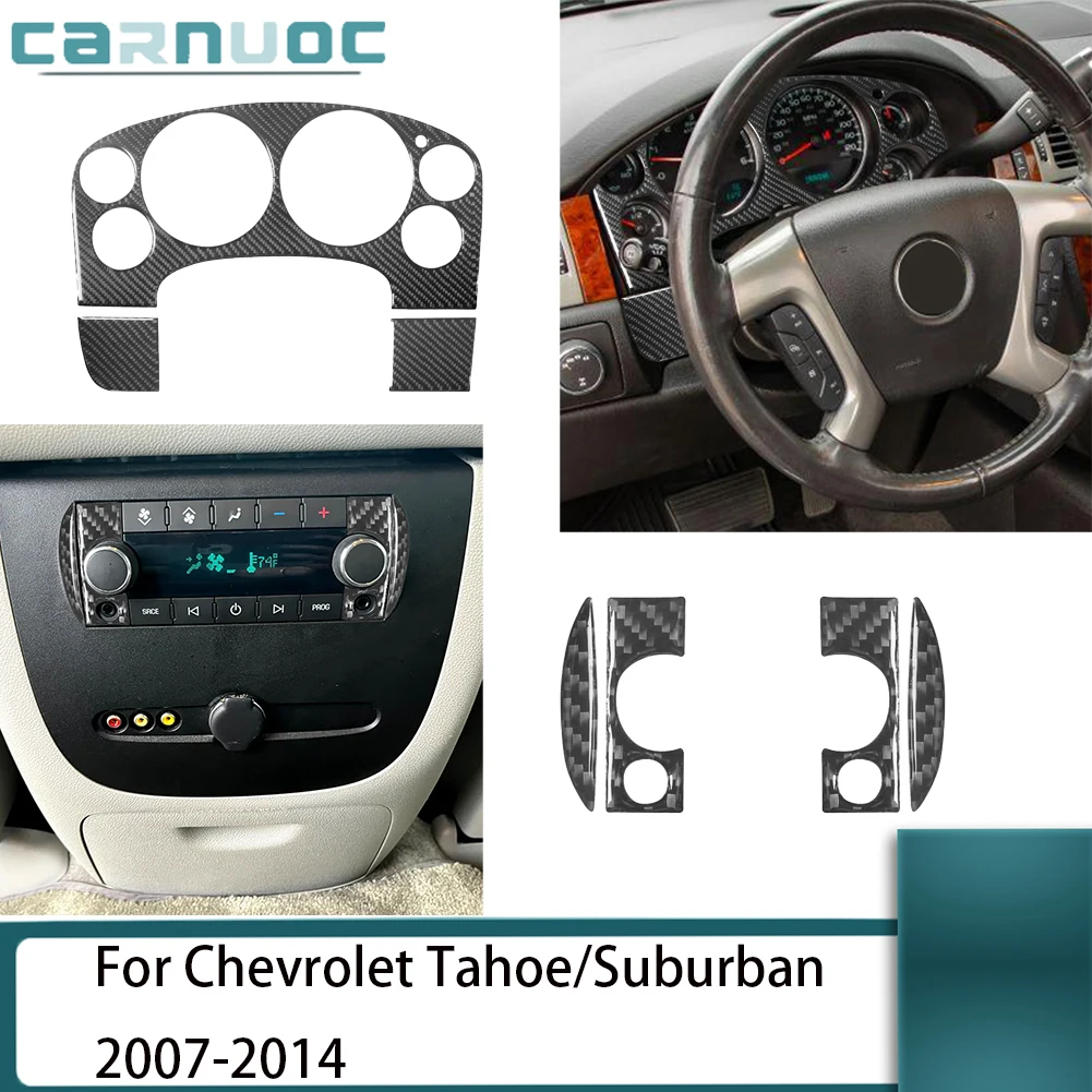 For Chevrolet Tahoe/Suburban 2007 2008 2009 2010 2012 2013 2014 Carbon Fiber Black Stickers Car Interior Decorative Accessories