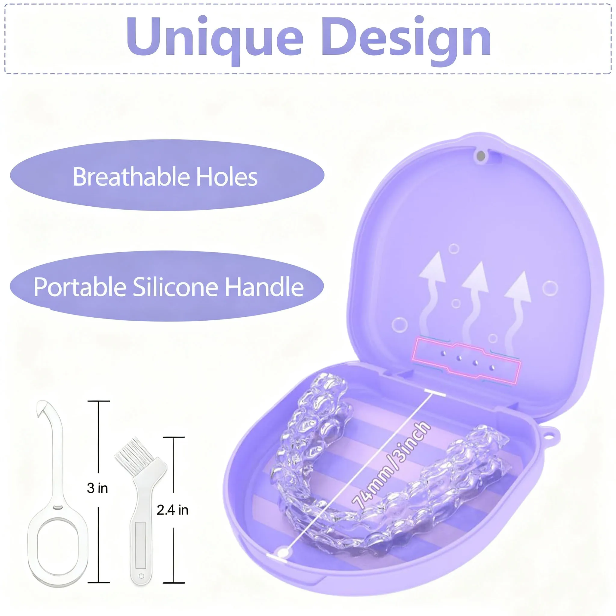 リテーナーケース ポータブルマウスガードボックス 取り外しツール＆ブラシ付き 義歯ホルダー 歯列矯正装置ケース 矯正用品