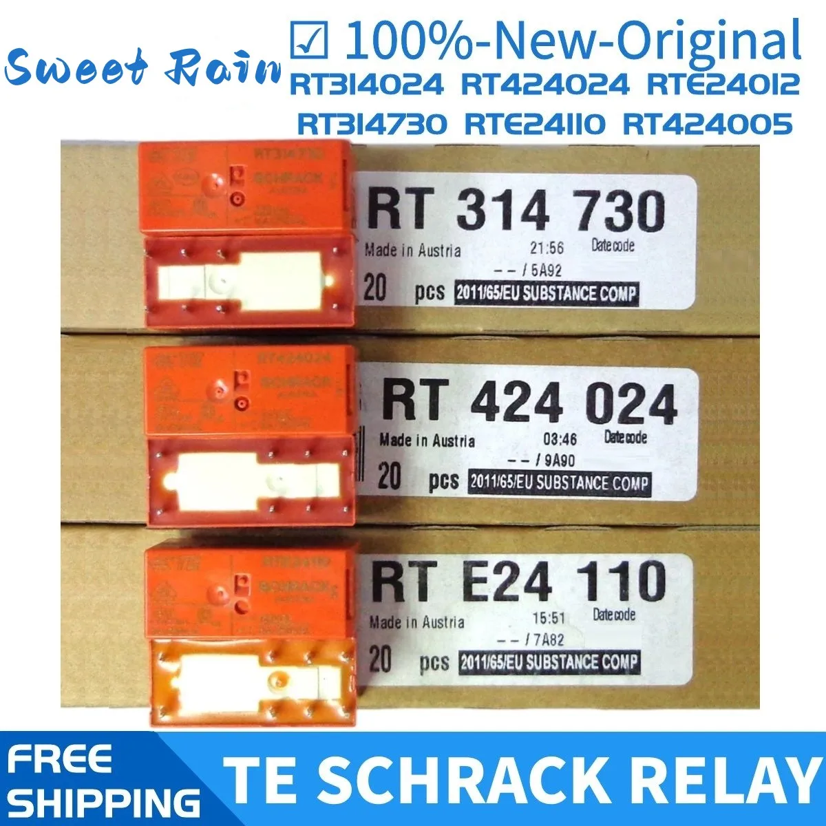 

10PCS TE SCHRACK RT424024 RT314024 RT314730 RTE24048 RTE24012 RTE24024 RT424005 RTE24110 8PIN relay Brand new and original