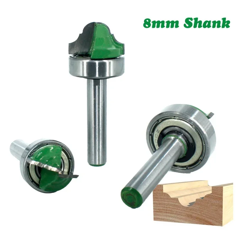 1PC 8mm Shank Router Bit Bearing Double Roman Ogee Edging Milling Cutter For Wood Woodwork Line Knife Hobbing