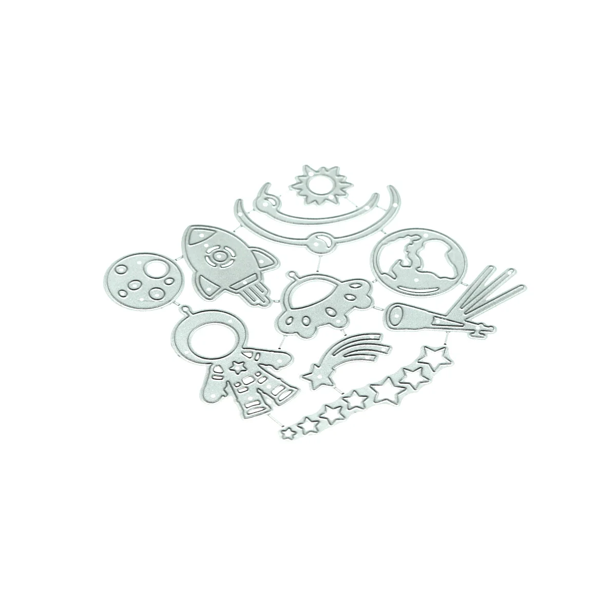 Space Clipart Metal Cutting Dies Set Spaceship Astronaut For Scrapbooking Paper Punch Knife Stencil For Card Album Decorating