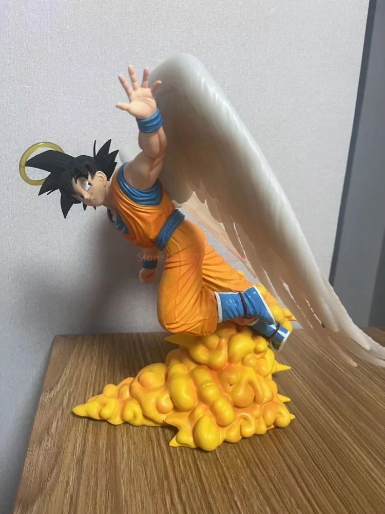 29 CM Dragon Ball Gk Engelenvleugels Vaarwel Wukong Toriyama Ming Draaien Terug Zwaaien Handen Model Ornament Anime