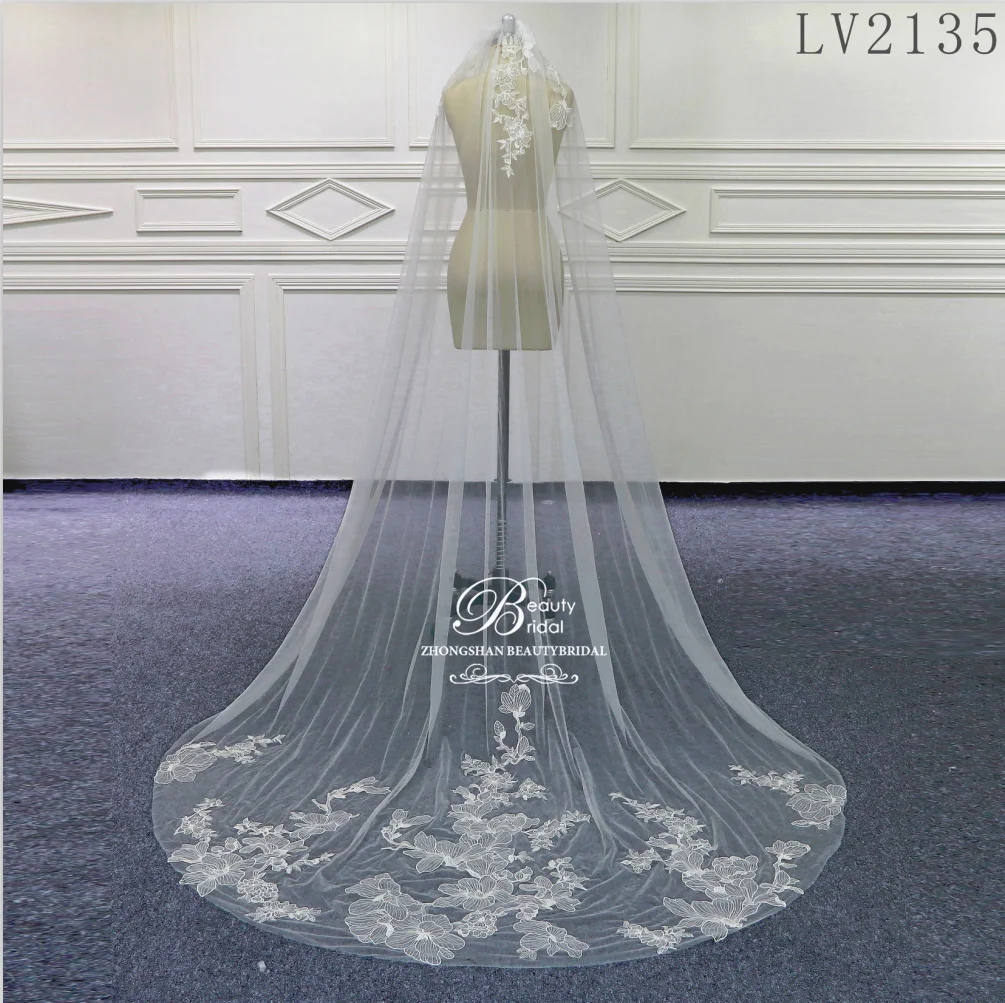 

Accessories Tulle Chapel Wedding Veil Lace Edge Bridal With Comb Veu De Noiva2135