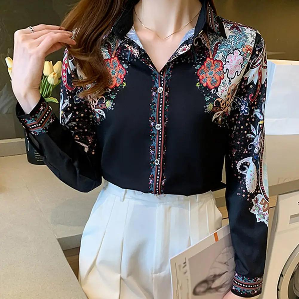 

Women Shirt Floral Print Long Sleeve Women's Casual Shirt Tops for Spring Autumn Fashion Breathable Long-sleeve Shirt