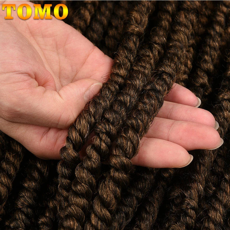 TOMO Passion Twist Synthetic Crotchet Hair 12 18 24 inch Long Handmade Crochet Braids Ombre Black Brown Braiding Hair Extensions