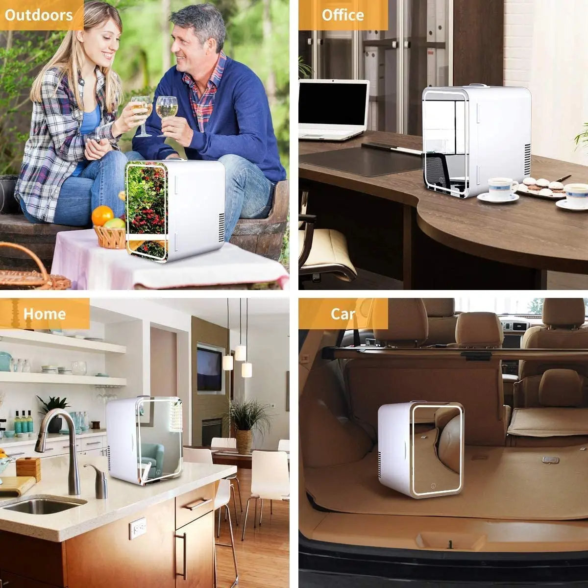 2025 Premium Frigo portatile per la cura della pelle da 4 litri - Mini frigorifero cosmetico AC/DC con specchio LED