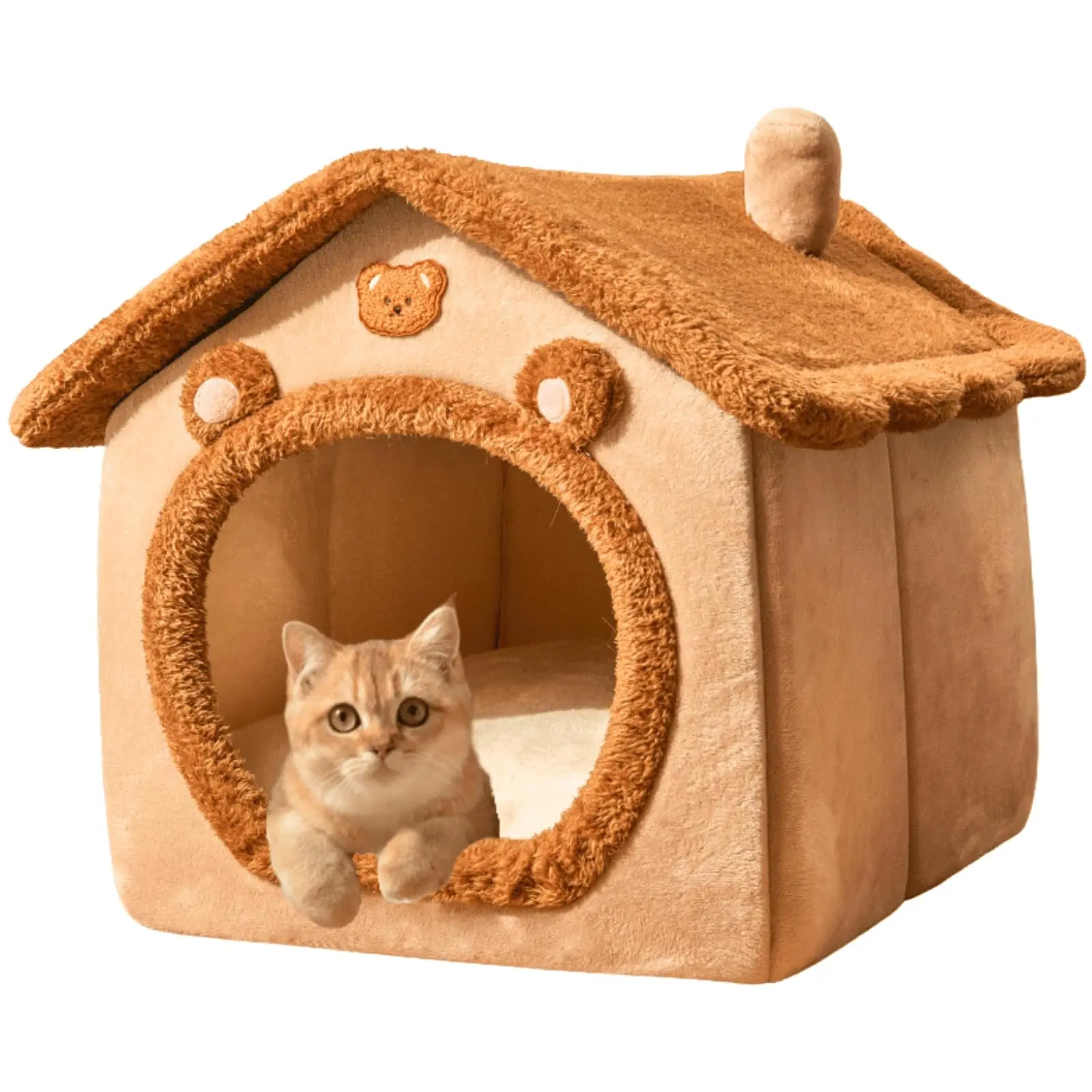 Dog House Indoor, Foldable Dog House Kennel Bed Mat with Cushion for Small Medium Large Dogs Cats, Detachable and
