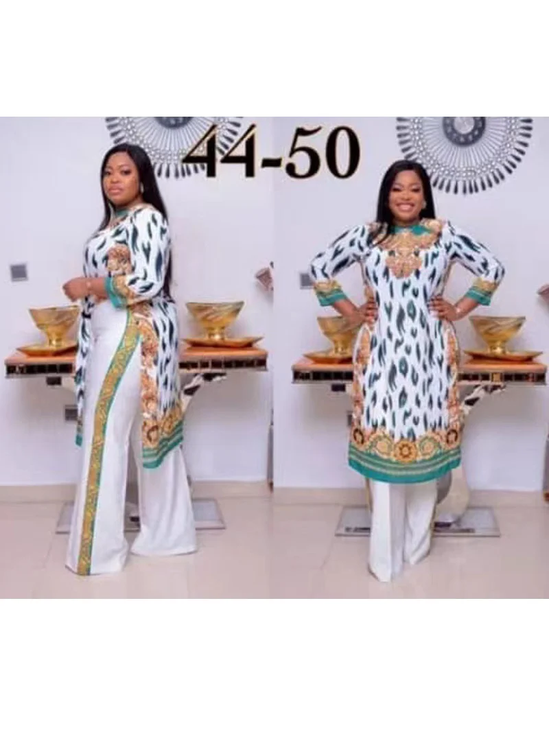 2024 Dashiki African New Fashion Suit (Dress and Trousers) for Lady - Sexy and Elegant African 2 Pieces Clothing Set