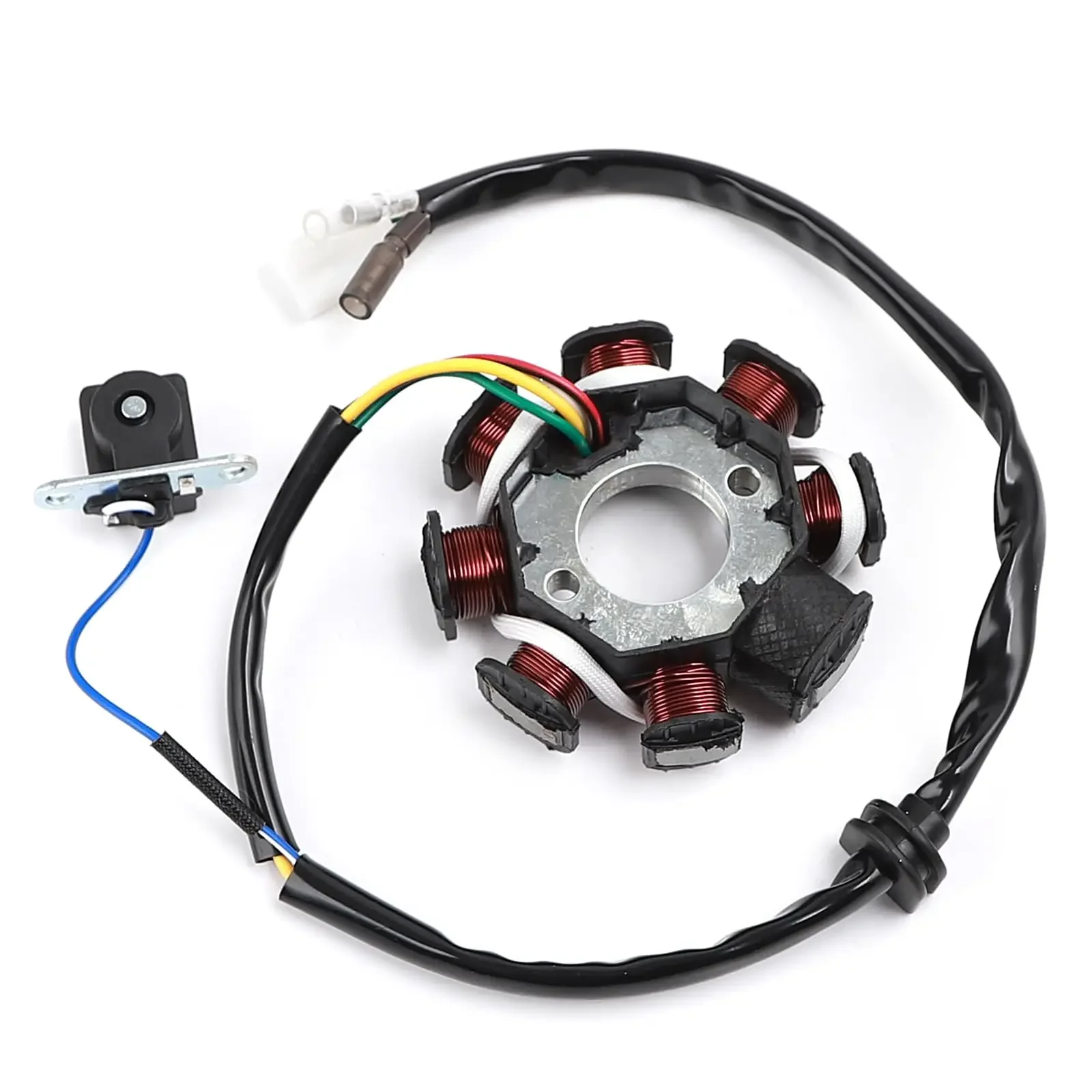 8 Poles Magneto Stator in Copper Material Come with Pickup Trigger Compatible with Chinese GY6 4-Stroke 139QMA 139QMB 50cc