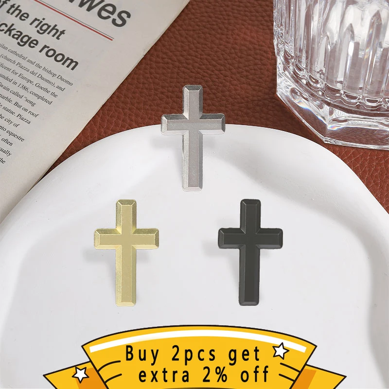 Simple Cross Metal Enamel Pin, Plain Cut Cross Badge, Fashion Clothing Backpack Accessory, Gift for Christian Faith Lovers