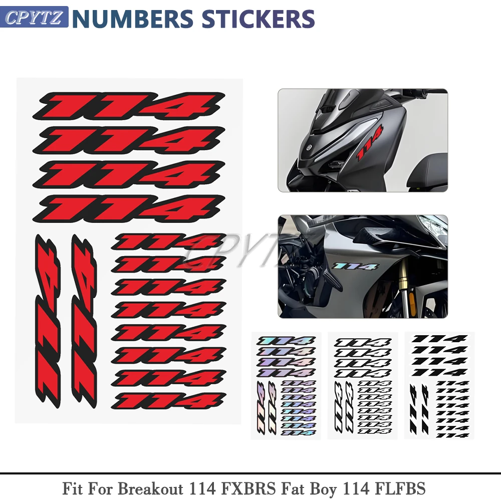Numbers Stickers Motorcycle Fairing Decal Emblem Fit For Breakout 114 FXBRS Heritage Classic 114 FLHCS Street Bob 114 FXBBS