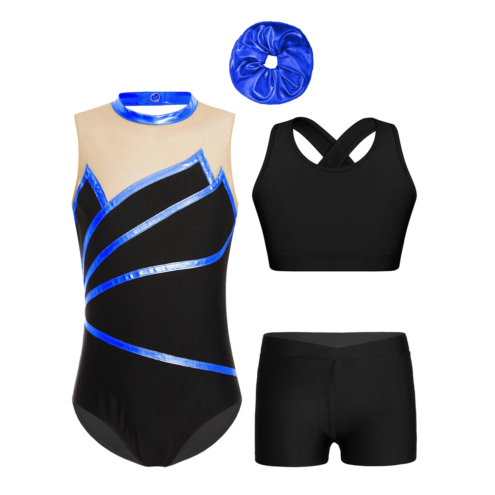 criancas-meninas-ballet-danca-outfits-sem-mangas-ginastica-collants-trajes-de-patinacao-artistica-macacao-shorts-colete-hairband-sportwear