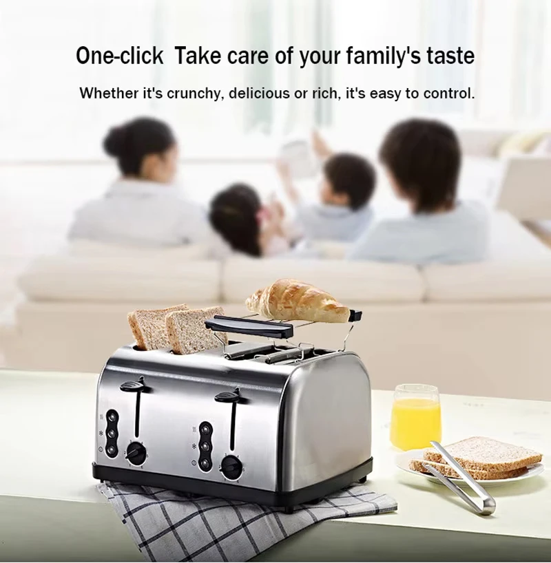 PBOBP Breakfast Toaster Bake Toast Light Home Use 1500W Toaster Oven Double-Sided Baking 3-Speed Function Intelligent Timer