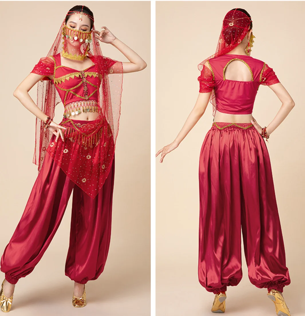 Arabian Princess Costumes belly dance dress Indian Dance Embroider Bollywood Jasmine Cosplay Costume Women Party Fancy Outfit
