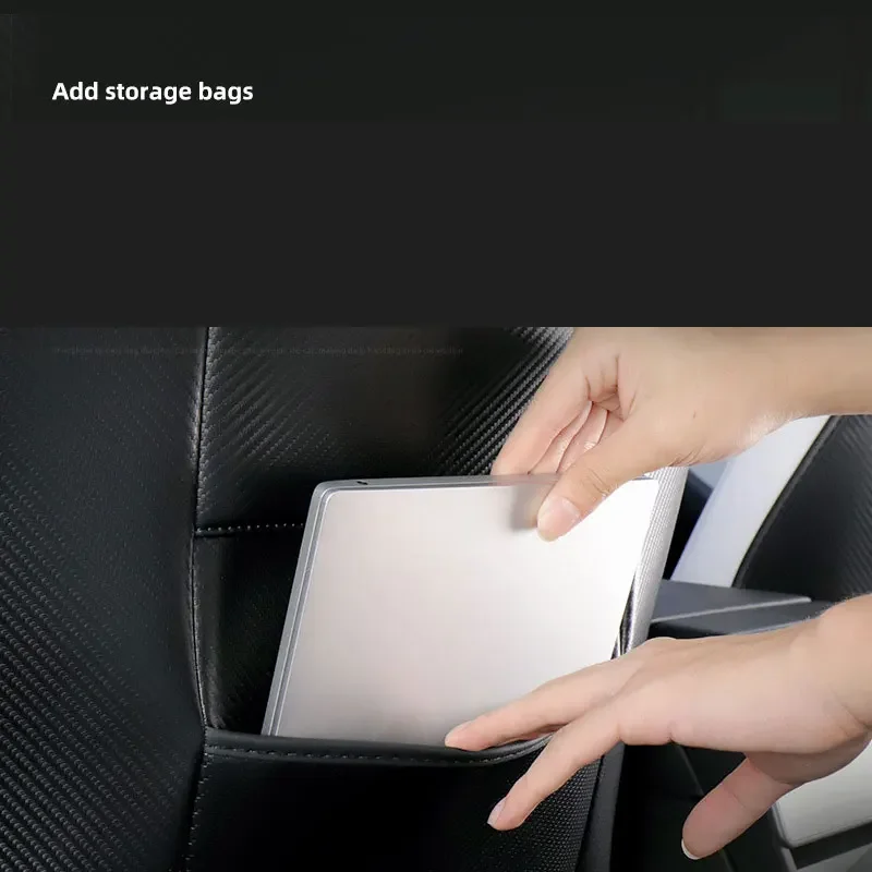 

Seat back Pad Interior Accessories Seat Kick Pad Leather Back Anti Kick Protectors Cover Mats for Tesla Model 3 Highland 24-25