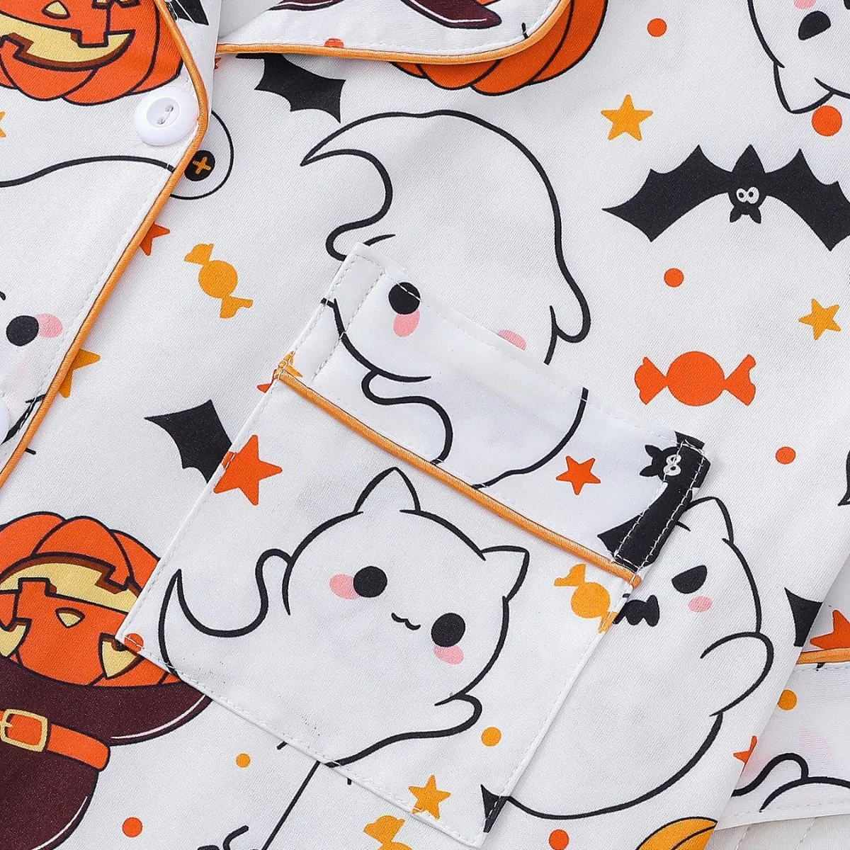 Pajamas for Women Halloween Women's Sleepwear Printed Collar Short Sleeved Pajamas