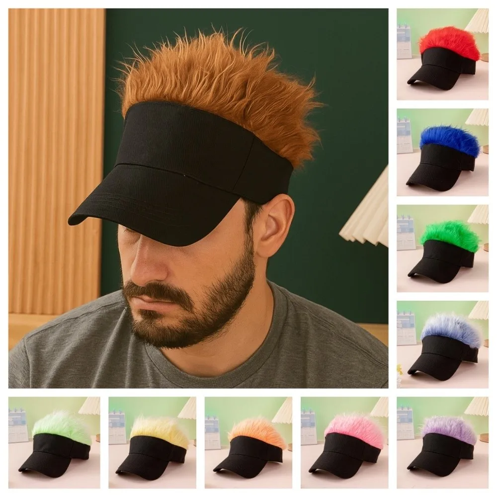

Funny Multicolor Wig Hat UV Protection Lightweight Hairpiece Baseball Cap Hip Pop Punk Men's Sunshade Cap Outdoor