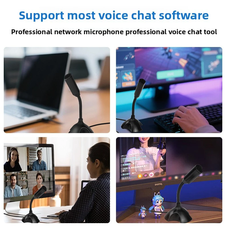 Small USB Desktop Computer Microphone 360° Rotation External Mic Without Driver for Streaming Gaming Recording