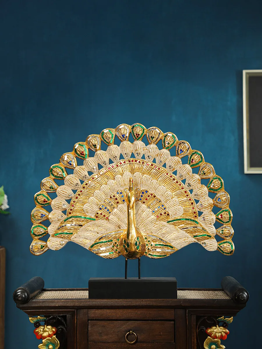 

Strange peacock open screen home accessories ornaments, living room entrance, desktop decoration furnishings, Southeast Asian st