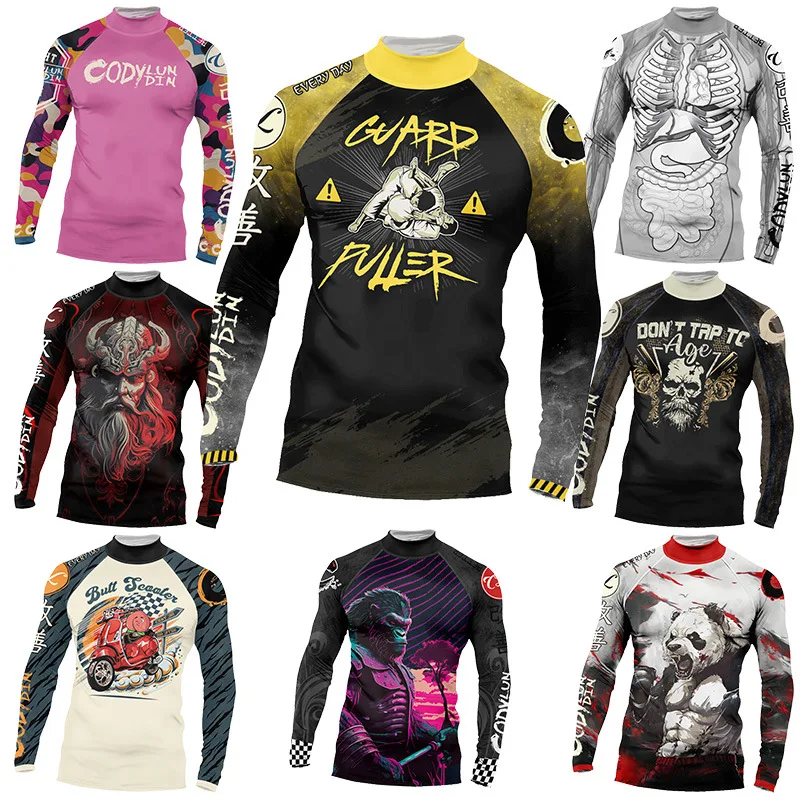 

Men Workout Compression Shirt Long Sleeve Fitness Gym Base Layer MMA Bjj Sweatshirt Quick Dry Fit Running Training Sport T Shirt