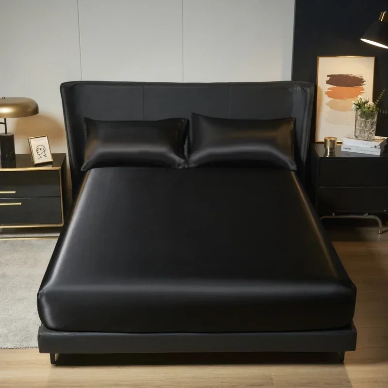 Luxuriöser Matratzenüberzug aus simuliertem Seidensatin, einteiliger Bettüberzug, Matratzenschutzbezug für Queen- und King-Size-Matratzen (ohne Kissenbezüge) – Detail 7