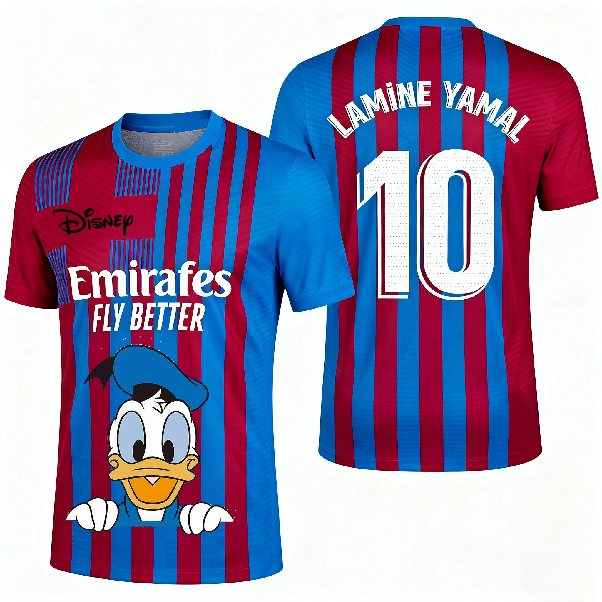 Дисней Дональд Дак Ямал No. Футбольная майка 10, осенняя мужская футболка для спорта и отдыха, сухая и быстро, детская одежда, футболка Y2k
