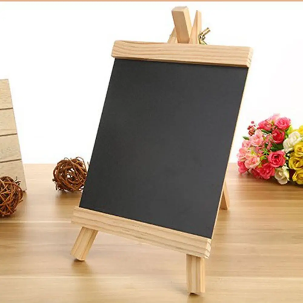 Memo per bambini Gesso Pieghevole Nero Desktop Messaggio Tavole di legno Lavagna Lavagna Cavalletto in legno di pino