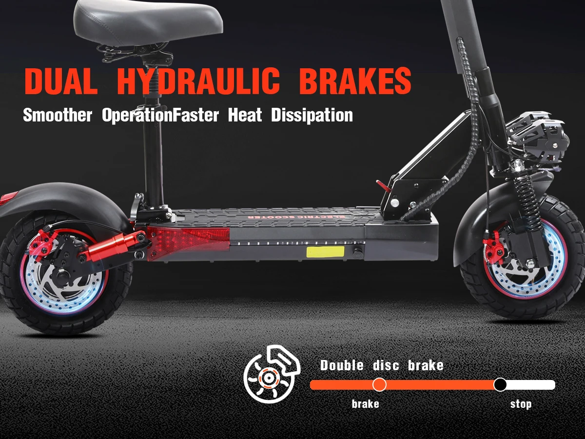800W Portable Electrice Scooter with Seat, 10"Off-Road Vacuum Tire, 30 Miles Range,Foldable E-Scooter