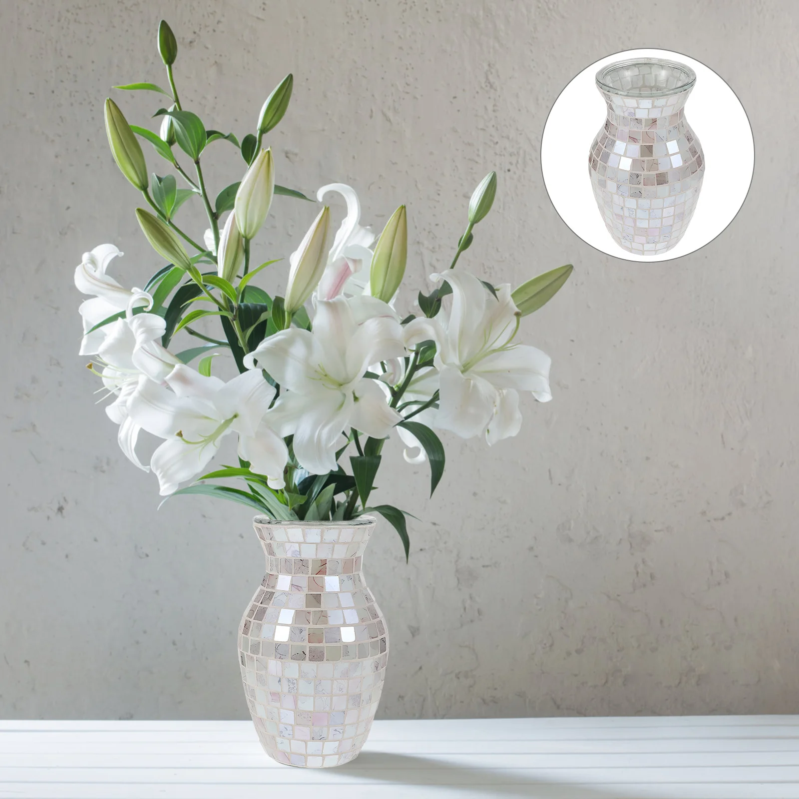 

1Pcs Glass Flower Vase Practical Indoor Desktop Floral Arrangement Container Elegant European Style Decorative Container