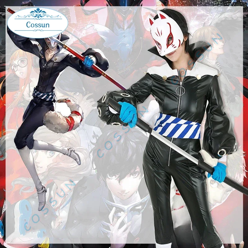 

Game Persona 5 Yusuke Kitagawa Cosplay Costumes Cute Party Suit with Tail Anime Clothing Halloween Wig Shoes Mask