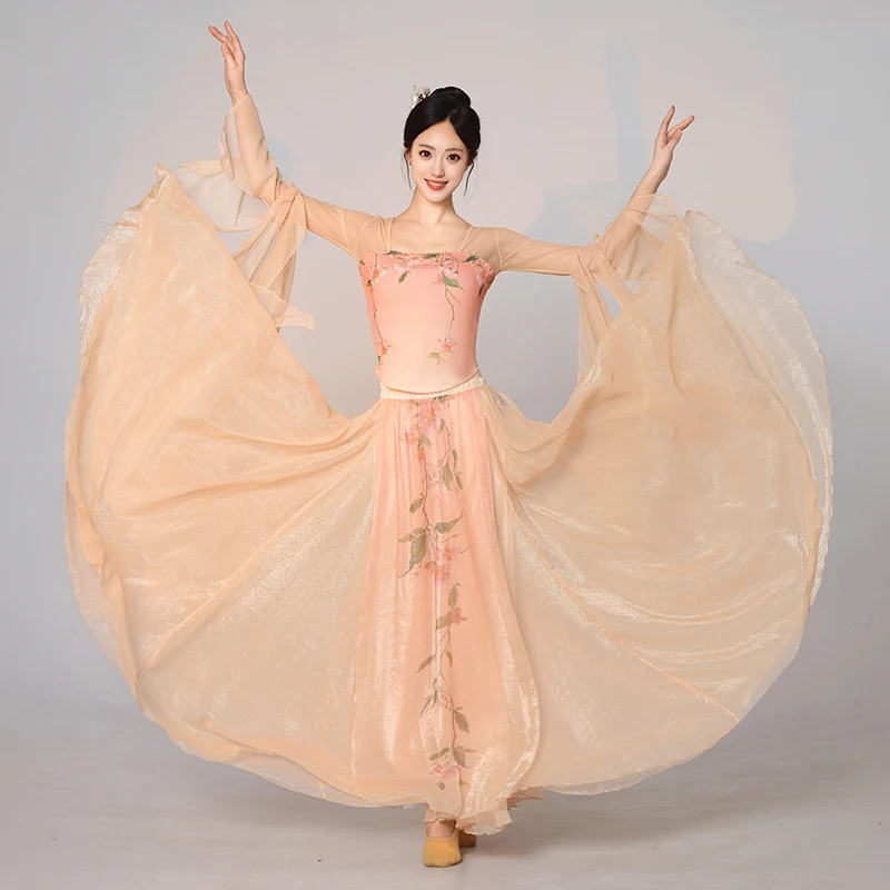 Nuovo costume di danza classica, abito di seta stile etereo e grazioso, Han e Tang, abito da allenamento e spettacolo di danza cinese