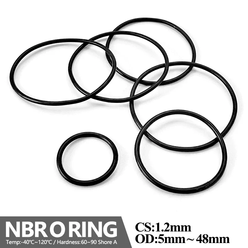 Black NBR Rubber O-Ring 20/50pcs CS1.2mm ID1.1mm~30mm Nitrile Waterproof Oilproof Gaskets Automobile Valve Pipe Sealing Washer