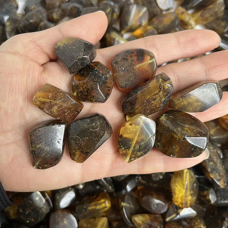 Yoowei Natural Amber Stone Diy Beads Collection Gift Size 2g-7g Straight Hole Ambre Healing Plant Mineral Ore for Jewelry Making