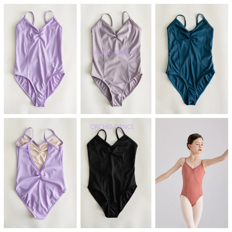 Hot Sale Camisole Training Dance Wear Black Lilac Girls Children Kids Women Adult Matt Nylon Spandex Ballet Leotards