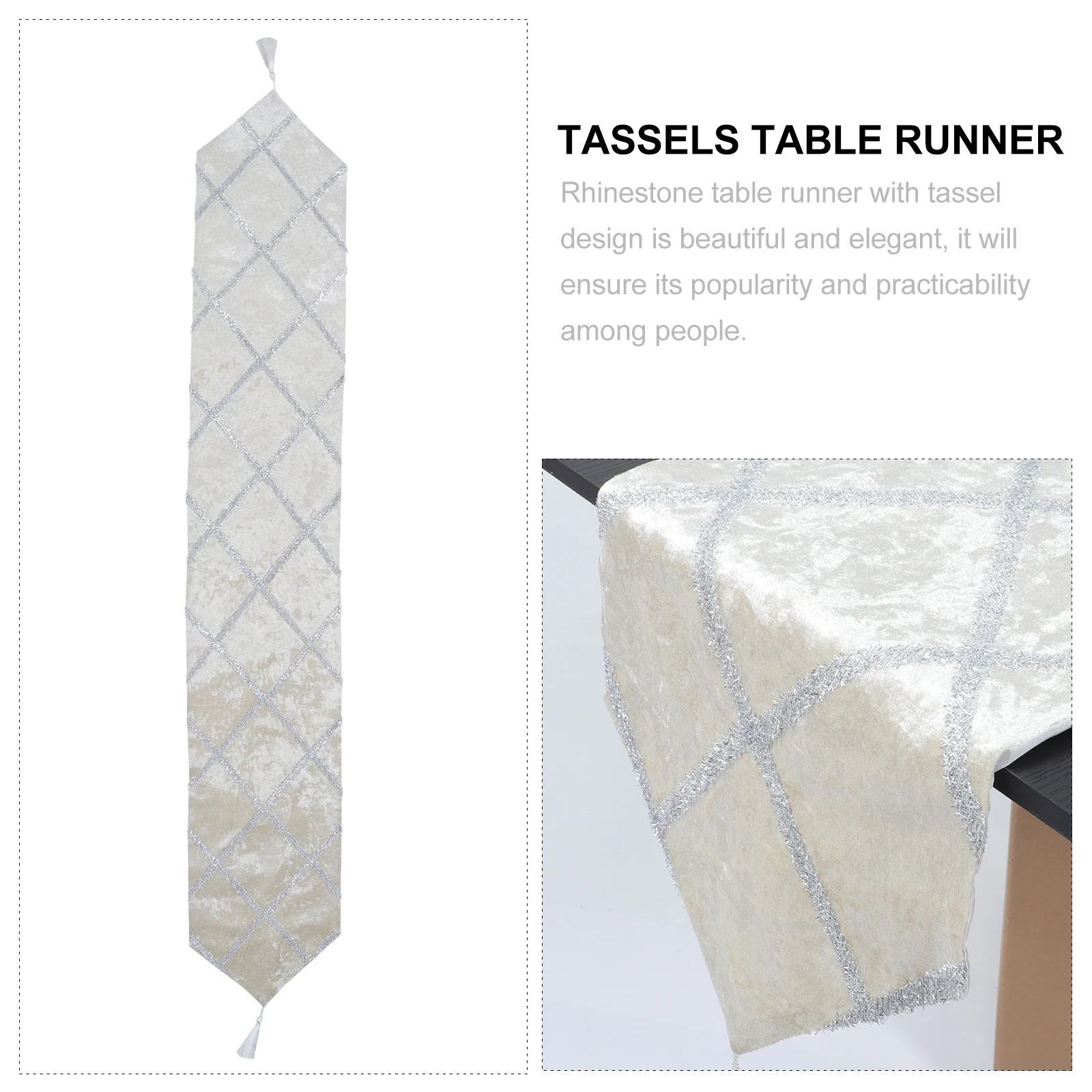 

1Pcs Large Diamond Pattern Table Runner Shiny Rhinestone Strips Vintage Style Kitchen Wedding Party Table Decoration