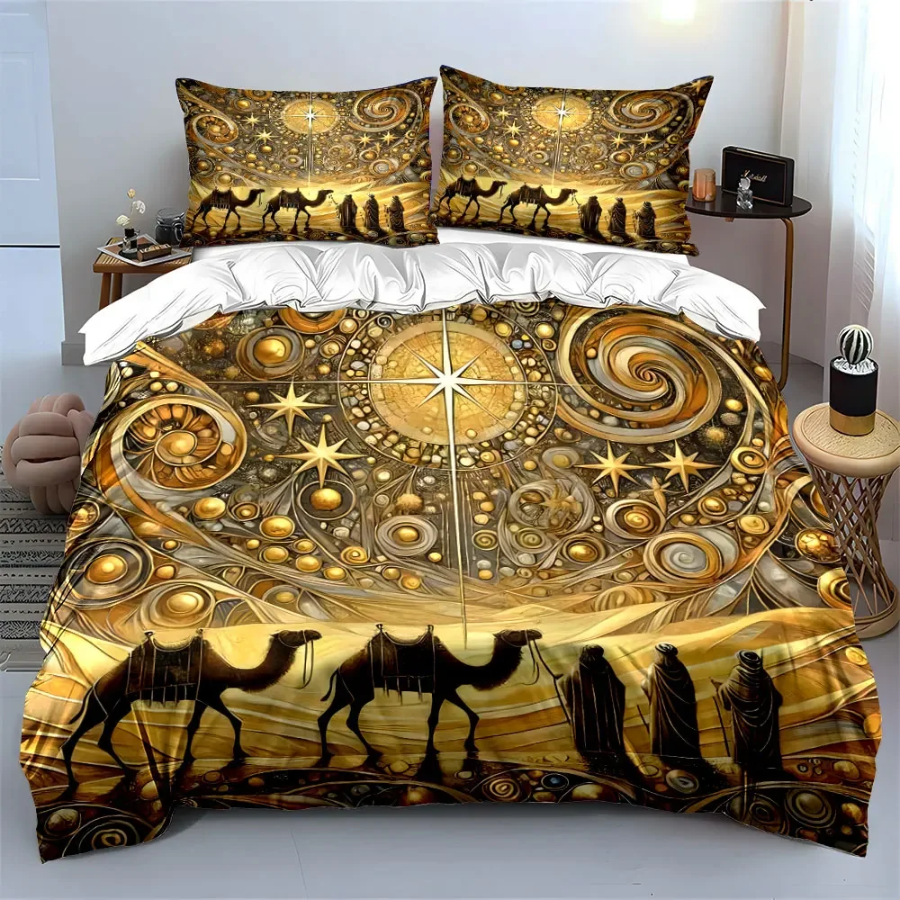 Golden Desert Art Decor Set Multiple sizes kid's and adults' bedroom Exquisite 3PC bedding set, gift
