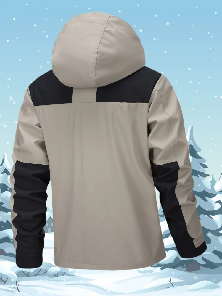 2025 Autumn Spring Men's Oversize Clothing Casual Waterproof Windbreaker Jacket Full Zip Up Hooded Outdoor Hiking Coat Man