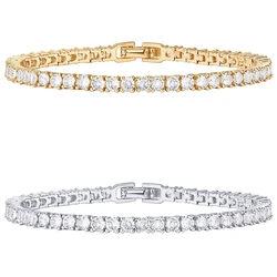 2pcs Simple And Stylish Fully Inlaid Micro-inlaid Water Diamond 3mm Cubic Zirconia Classic Tennis Bracelet